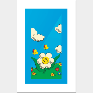 Smiley flower Posters and Art